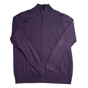 Gaastra Cardigan Sweater Mens XXL 2XL Purple Full Zip Cashmere Blend Mock Neck
